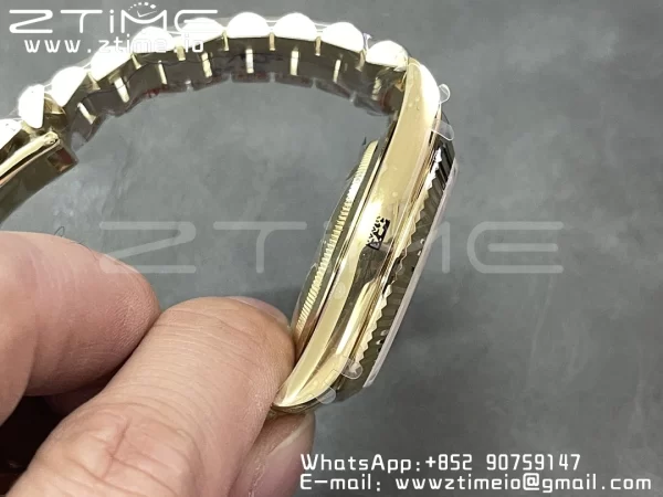 Rolex DayDate 228238 40mm YG GMF 1:1 Best Edition YG Dial Roman Markers Fluted Bezel on YG Bracelet A2836 (Tungsten Heavy Version) - Super Clone Watch | 1:1 Best Version