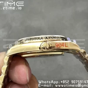 Rolex DayDate 228238 40mm YG GMF 1:1 Best Edition YG Dial Roman Markers Fluted Bezel on YG Bracelet A2836 (Tungsten Heavy Version) - Super Clone Watch | 1:1 Best Version