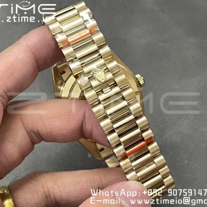 Rolex DayDate 228238 40mm YG GMF 1:1 Best Edition YG Dial Roman Markers Fluted Bezel on YG Bracelet A2836 (Tungsten Heavy Version) - Super Clone Watch | 1:1 Best Version