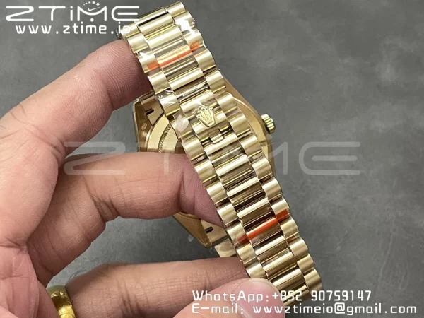 Rolex DayDate 228238 40mm YG GMF 1:1 Best Edition YG Dial Roman Markers Fluted Bezel on YG Bracelet A2836 (Tungsten Heavy Version) - Super Clone Watch | 1:1 Best Version