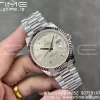 Rolex DayDate 228236 40mm GMF 1:1 Best Edition Silvery Dial Diamonds Markers Fluted Bezel on SS Bracelet A2836 (Tungsten Heavy Version) - Super Clone Watch | 1:1 Best Version