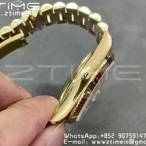 Rolex DayDate 228238 40mm YG GMF 1:1 Best Edition Silvery Dial Roman Markers Fluted Bezel on YG Bracelet A2836 (Tungsten Heavy Version) - Super Clone Watch | 1:1 Best Version