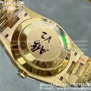 Rolex DayDate 228238 40mm YG GMF 1:1 Best Edition Silvery Dial Roman Markers Fluted Bezel on YG Bracelet A2836 (Tungsten Heavy Version) - Super Clone Watch | 1:1 Best Version