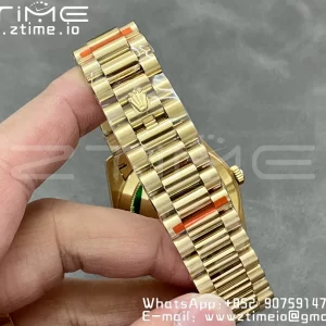 Rolex DayDate 228238 40mm YG GMF 1:1 Best Edition Silvery Dial Roman Markers Fluted Bezel on YG Bracelet A2836 (Tungsten Heavy Version) - Super Clone Watch | 1:1 Best Version