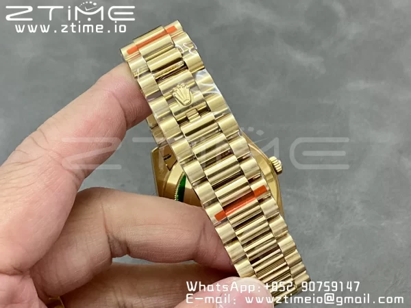 Rolex DayDate 228238 40mm YG GMF 1:1 Best Edition Silvery Dial Roman Markers Fluted Bezel on YG Bracelet A2836 (Tungsten Heavy Version) - Super Clone Watch | 1:1 Best Version