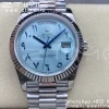 Rolex DayDate 228236 40mm GMF 1:1 Best Edition Ice Blue Dial Arabic Markers Fluted Bezel on SS Bracelet A2836 (Tungsten Heavy Version) - Super Clone Watch | 1:1 Best Version