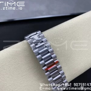 Rolex DayDate 228236 40mm GMF 1:1 Best Edition Ice Blue Dial Arabic Markers Fluted Bezel on SS Bracelet A2836 (Tungsten Heavy Version) - Super Clone Watch | 1:1 Best Version