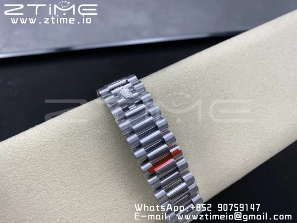 Rolex DayDate 228236 40mm GMF 1:1 Best Edition Ice Blue Dial Arabic Markers Fluted Bezel on SS Bracelet A2836 (Tungsten Heavy Version) - Super Clone Watch | 1:1 Best Version