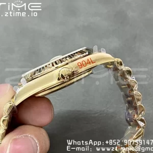 Rolex DayDate 228238 40mm YG GMF 1:1 Best Edition YG Dial Diamonds Markers Fluted Bezel on YG Bracelet A2836 (Tungsten Heavy Version) - Super Clone Watch | 1:1 Best Version