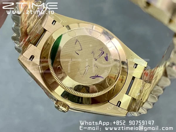 Rolex DayDate 228238 40mm YG GMF 1:1 Best Edition YG Dial Diamonds Markers Fluted Bezel on YG Bracelet A2836 (Tungsten Heavy Version) - Super Clone Watch | 1:1 Best Version
