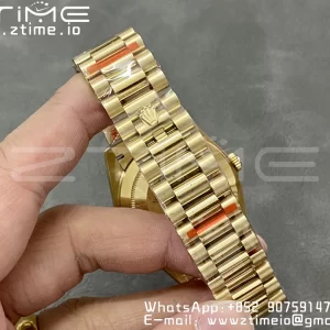 Rolex DayDate 228238 40mm YG GMF 1:1 Best Edition YG Dial Diamonds Markers Fluted Bezel on YG Bracelet A2836 (Tungsten Heavy Version) - Super Clone Watch | 1:1 Best Version