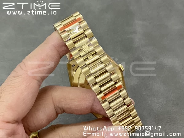 Rolex DayDate 228238 40mm YG GMF 1:1 Best Edition YG Dial Diamonds Markers Fluted Bezel on YG Bracelet A2836 (Tungsten Heavy Version) - Super Clone Watch | 1:1 Best Version