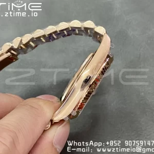 Rolex DayDate 228235 40mm RG GMF 1:1 Best Edition Brown Dial Diamonds Markers Fluted Bezel on RG Bracelet A2836 (Tungsten Heavy Version) - Super Clone Watch | 1:1 Best Version