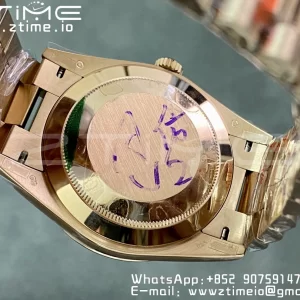 Rolex DayDate 228235 40mm RG GMF 1:1 Best Edition Brown Dial Diamonds Markers Fluted Bezel on RG Bracelet A2836 (Tungsten Heavy Version) - Super Clone Watch | 1:1 Best Version