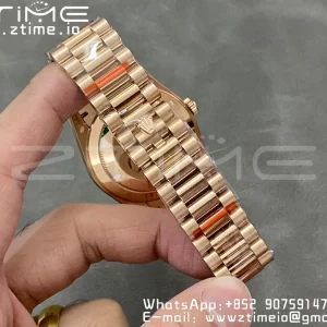 Rolex DayDate 228235 40mm RG GMF 1:1 Best Edition Brown Dial Diamonds Markers Fluted Bezel on RG Bracelet A2836 (Tungsten Heavy Version) - Super Clone Watch | 1:1 Best Version