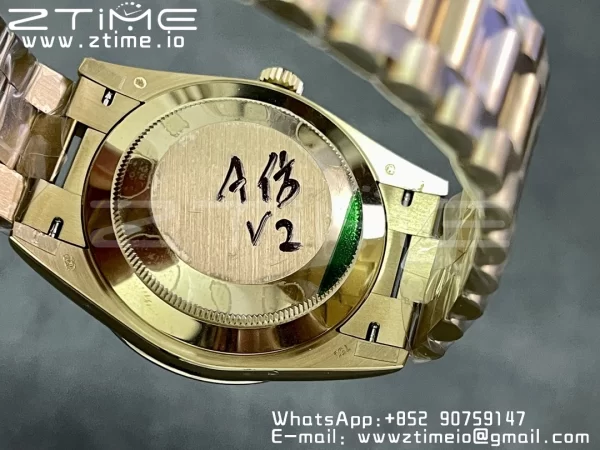 Rolex DayDate 228238 40mm YG GMF 1:1 Best Edition Black Dial Fluted Bezel on YG Bracelet A2836 (Tungsten Heavy Version) - Super Clone Watch | 1:1 Best Version