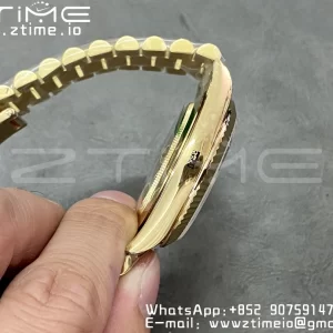 Rolex DayDate 228238 40mm YG GMF 1:1 Best Edition White Dial Roman Markers Fluted Bezel on YG Bracelet A2836 (Tungsten Heavy Version) - Super Clone Watch | 1:1 Best Version
