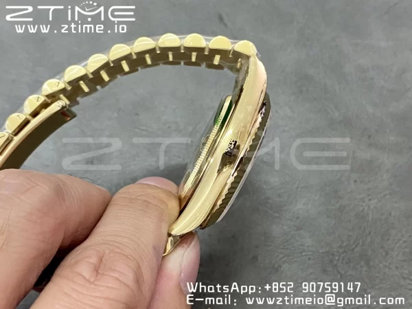 Rolex DayDate 228238 40mm YG GMF 1:1 Best Edition White Dial Roman Markers Fluted Bezel on YG Bracelet A2836 (Tungsten Heavy Version) - Super Clone Watch | 1:1 Best Version