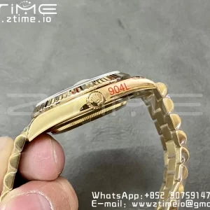 Rolex DayDate 228238 40mm YG GMF 1:1 Best Edition White Dial Roman Markers Fluted Bezel on YG Bracelet A2836 (Tungsten Heavy Version) - Super Clone Watch | 1:1 Best Version