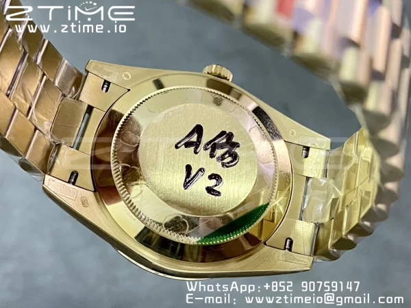 Rolex DayDate 228238 40mm YG GMF 1:1 Best Edition White Dial Roman Markers Fluted Bezel on YG Bracelet A2836 (Tungsten Heavy Version) - Super Clone Watch | 1:1 Best Version