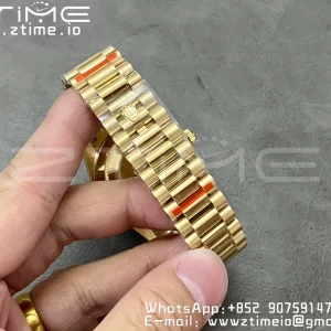 Rolex DayDate 228238 40mm YG GMF 1:1 Best Edition White Dial Roman Markers Fluted Bezel on YG Bracelet A2836 (Tungsten Heavy Version) - Super Clone Watch | 1:1 Best Version