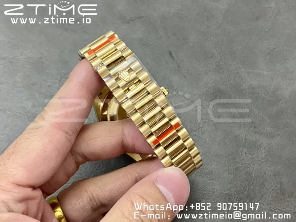 Rolex DayDate 228238 40mm YG GMF 1:1 Best Edition White Dial Roman Markers Fluted Bezel on YG Bracelet A2836 (Tungsten Heavy Version) - Super Clone Watch | 1:1 Best Version