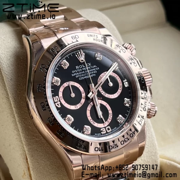 Rolex Daytona 116505 BTF 1:1 Best Edition Black Diamonds Dial on RG Bracelet SA4130 - Super Clone Watch | 1:1 Best Version