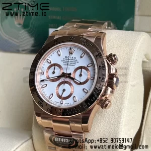Rolex Daytona 116505 BTF 1:1 Best Edition White Dial on RG Bracelet SA4130 - Super Clone Watch | 1:1 Best Version