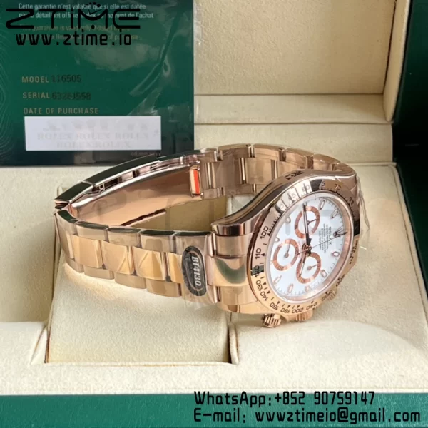 Rolex Daytona 116505 BTF 1:1 Best Edition White Dial on RG Bracelet SA4130 - Super Clone Watch | 1:1 Best Version