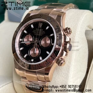 Rolex Daytona 116505 BTF 1:1 Best Edition Quadrante nero/RG su bracciale RG SA4130 - Orologio super clone | 1:1 Best Version