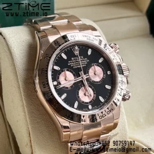 Rolex Daytona 116505 BTF 1:1 Best Edition Quadrante nero/RG su bracciale RG SA4130 - Orologio super clone | 1:1 Best Version