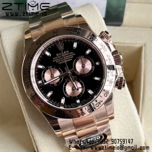 Rolex Daytona 116505 BTF 1:1 Best Edition Quadrante nero/RG su bracciale RG SA4130 - Orologio super clone | 1:1 Best Version