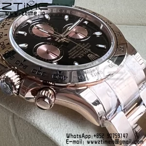 Rolex Daytona 116505 BTF 1:1 Best Edition Quadrante nero/RG su bracciale RG SA4130 - Orologio super clone | 1:1 Best Version