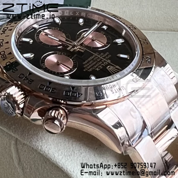 Rolex Daytona 116505 BTF 1:1 Best Edition Quadrante nero/RG su bracciale RG SA4130 - Orologio super clone | 1:1 Best Version