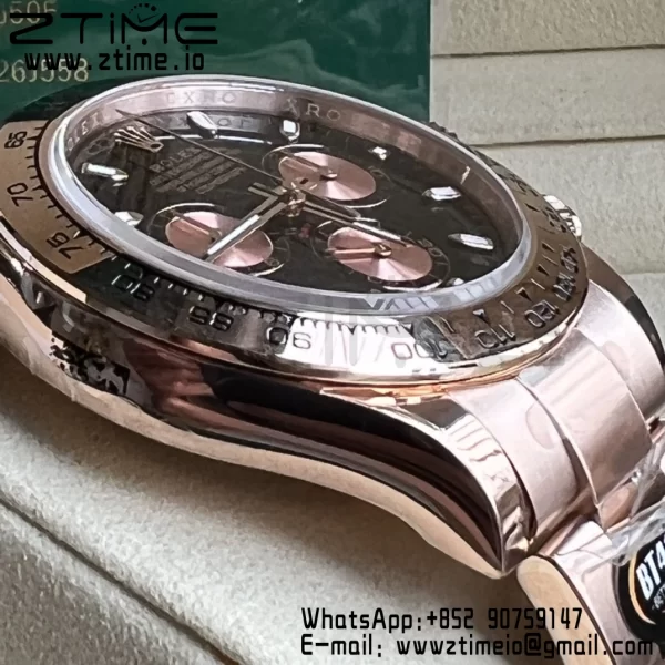 Rolex Daytona 116505 BTF 1:1 Best Edition Quadrante nero/RG su bracciale RG SA4130 - Orologio super clone | 1:1 Best Version
