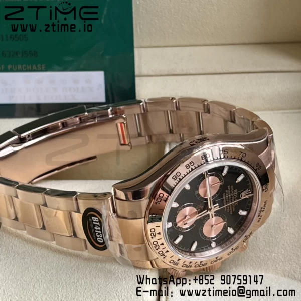 Rolex Daytona 116505 BTF 1:1 Best Edition Quadrante nero/RG su bracciale RG SA4130 - Orologio super clone | 1:1 Best Version