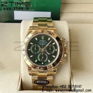 Rolex Daytona 116508 BTF 1:1 Best Edition Green Dial on YG Bracelet SA4130 - Super Clone Watch | 1:1 Best Version