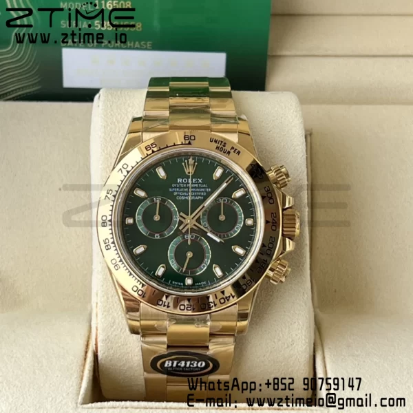 Rolex Daytona 116508 BTF 1:1 Best Edition Green Dial on YG Bracelet SA4130 - Super Clone Watch | 1:1 Best Version