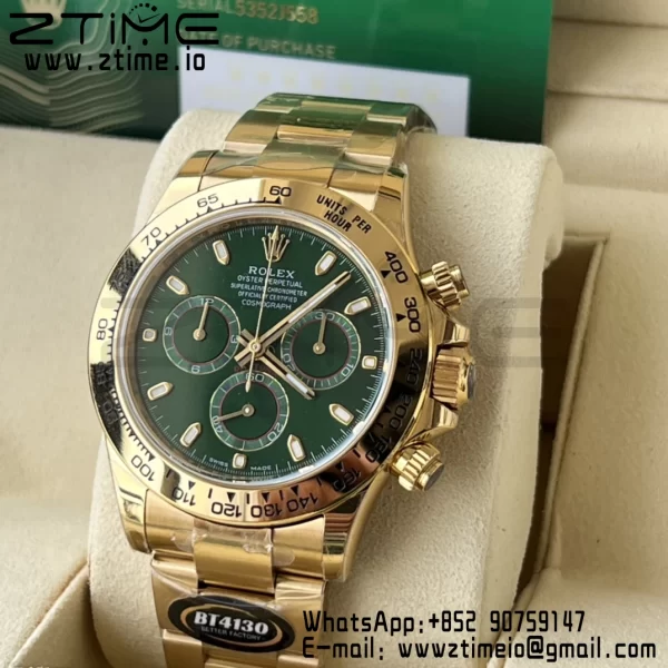 Rolex Daytona 116508 BTF 1:1 Best Edition Green Dial on YG Bracelet SA4130 - Super Clone Watch | 1:1 Best Version
