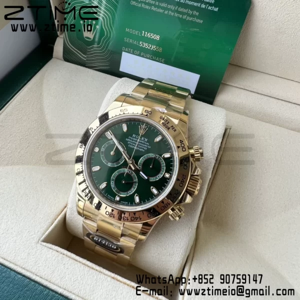 Rolex Daytona 116508 BTF 1:1 Best Edition Green Dial on YG Bracelet SA4130 - Super Clone Watch | 1:1 Best Version