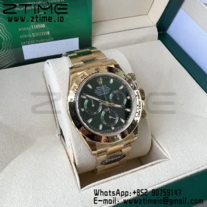 Rolex Daytona 116508 BTF 1:1 Best Edition Green Dial on YG Bracelet SA4130 - Super Clone Watch | 1:1 Best Version