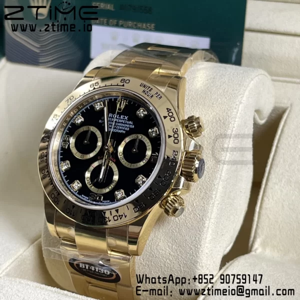 Rolex Daytona 116508 BTF 1:1 Best Edition Black Diamonds Dial on YG Bracelet SA4130 - Super Clone Watch | 1:1 Best Version