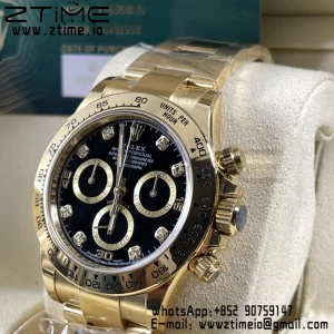 Rolex Daytona 116508 BTF 1:1 Best Edition Black Diamonds Dial on YG Bracelet SA4130 - Super Clone Watch | 1:1 Best Version