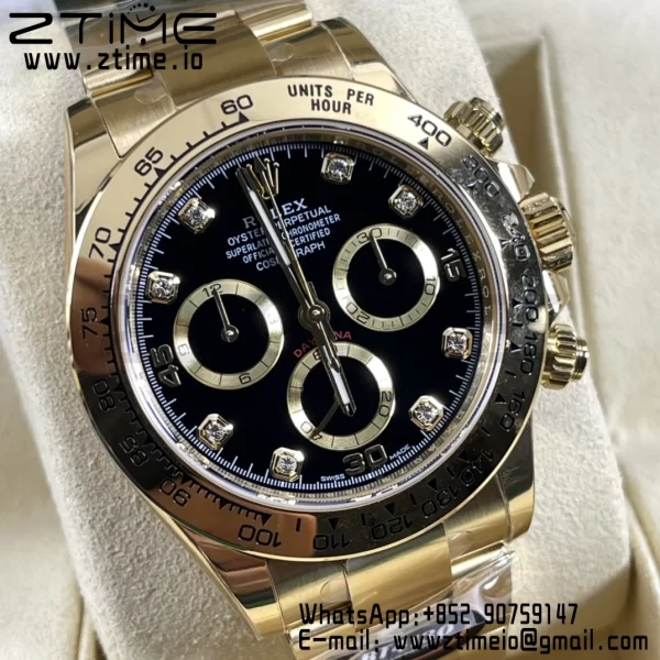 Rolex Daytona 116508 BTF 1:1 Best Edition Black Diamonds Dial on YG Bracelet SA4130 - Super Clone Watch | 1:1 Best Version