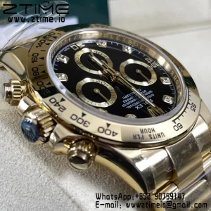 Rolex Daytona 116508 BTF 1:1 Best Edition Black Diamonds Dial on YG Bracelet SA4130 - Super Clone Watch | 1:1 Best Version