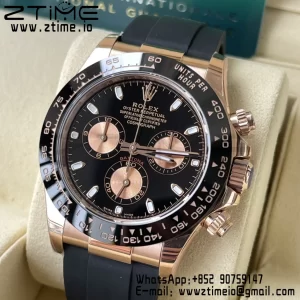 Rolex Daytona 116515 BTF 1:1 Best Edition Black/RG Dial on Oysterflex Rubber Strap SA4130 V2 - Super Clone Watch | 1:1 Best Version