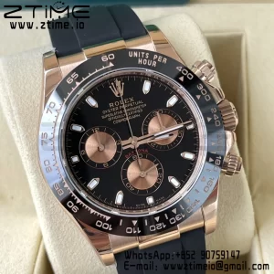 Rolex Daytona 116515 BTF 1:1 Best Edition Black/RG Dial on Oysterflex Rubber Strap SA4130 V2 - Super Clone Watch | 1:1 Best Version