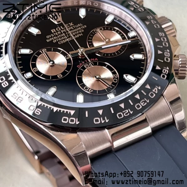 Rolex Daytona 116515 BTF 1:1 Best Edition Black/RG Dial on Oysterflex Rubber Strap SA4130 V2 - Super Clone Watch | 1:1 Best Version