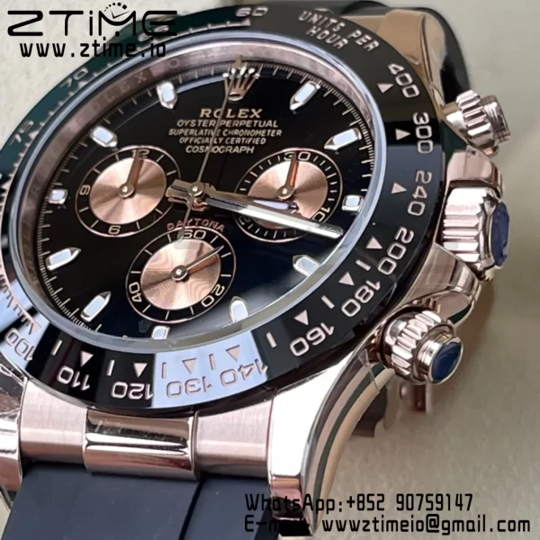 Rolex Daytona 116515 BTF 1:1 Best Edition Black/RG Dial on Oysterflex Rubber Strap SA4130 V2 - Super Clone Watch | 1:1 Best Version