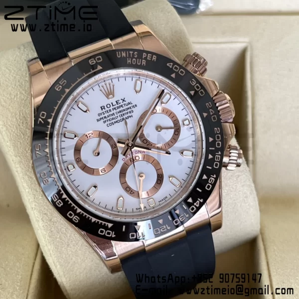 Rolex Daytona 116515 BTF 1:1 Best Edition White Dial on Oysterflex Rubber Strap SA4130 V2 - Super Clone Watch | 1:1 Best Version